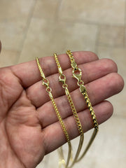 FRANCO CHAIN 925 Solid Sterling Silver Over 14k Yellow Gold Square Box Franco Chain, Gift, Men, Women, Italian Made