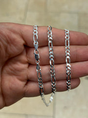 Figaro Chain, Men Woman Necklace , 925 Sterling Silver 4.4mm, All Sizes Available 16-30, Italy, Sale