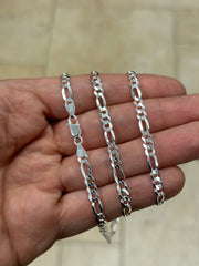 Figaro Chain, Men Woman Necklace , 925 Sterling Silver 4.4mm, All Sizes Available 16-30, Italy, Sale