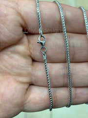 Genuine Solid 925 Sterling Silver  1.50mm Franco / Wheat / Foxtail Chain 16'' 18'' 20'' 22'' 24'' 30'' / Lowest Price / PLUX / Gift