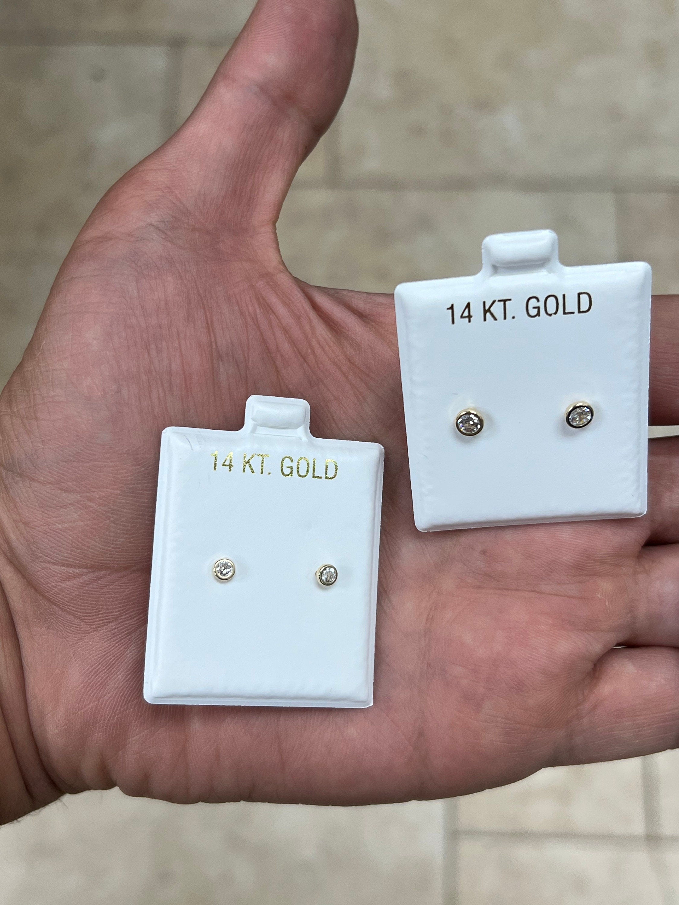 14K Gold Bezel Stud Earrings, Bezel Set Earrings Studs, 14k Yellow Gold Earrings, Yellow Gold Bezel Studs, 3MM 4MM 5MM 6MM