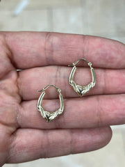 14K Gold Claddagh Hoops, Dainty Irish Hoop Earrings, Mini Claddagh Earrings, Celtic Friendship Jewelry, Heart Hoops