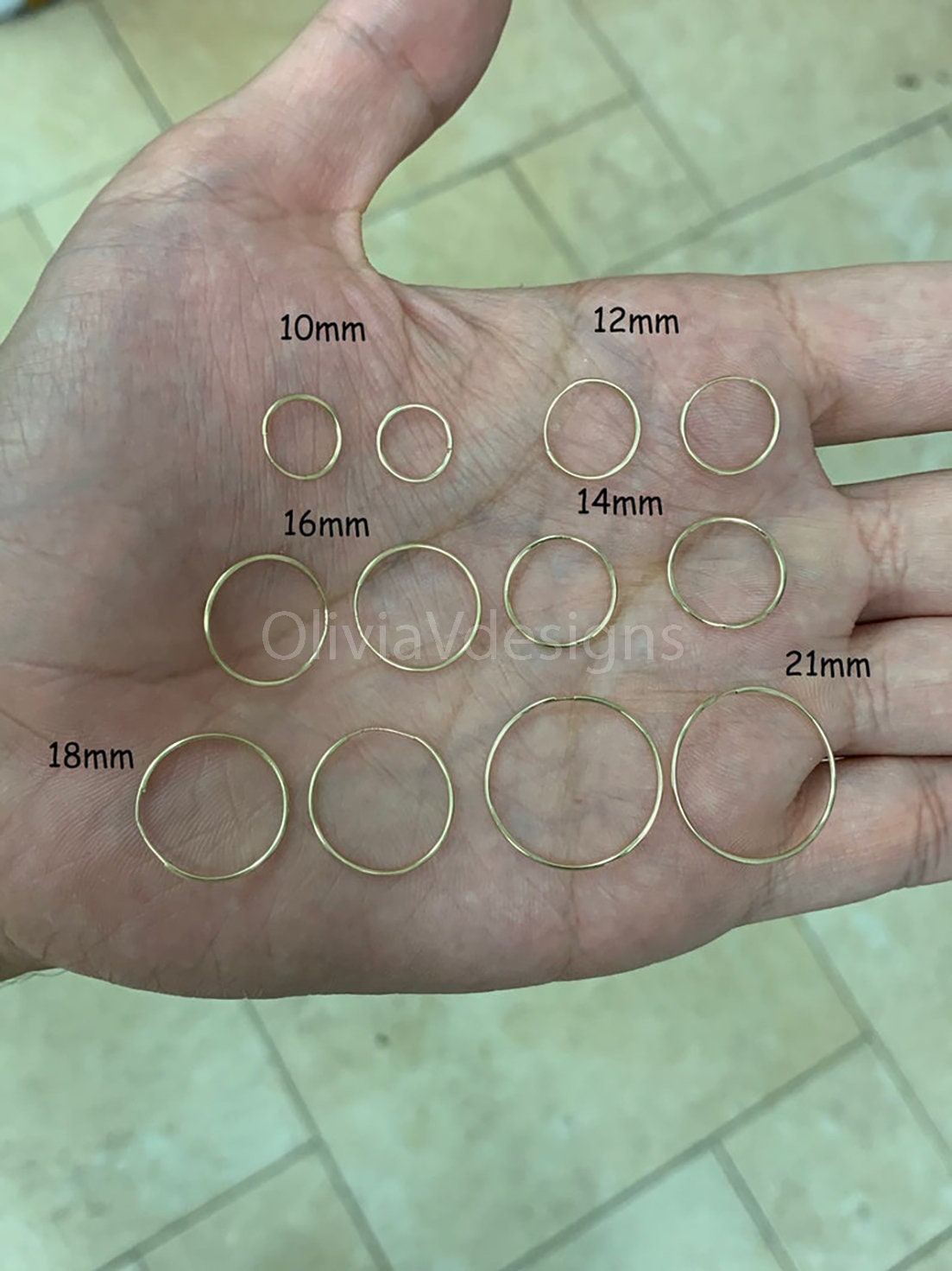Gold Hoops | Gold Endless Hoops | 14k Gold Hoops | Endless Gold Hoops | 10mm 12mm 14mm 16mm 18mm 21mm Hoops | Hoop Earrings | Endless Hoop