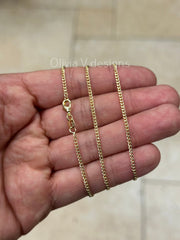 18K Yellow Gold Plated Cuban Curb Link Gold Chain Necklace 2mm For Women Or Men