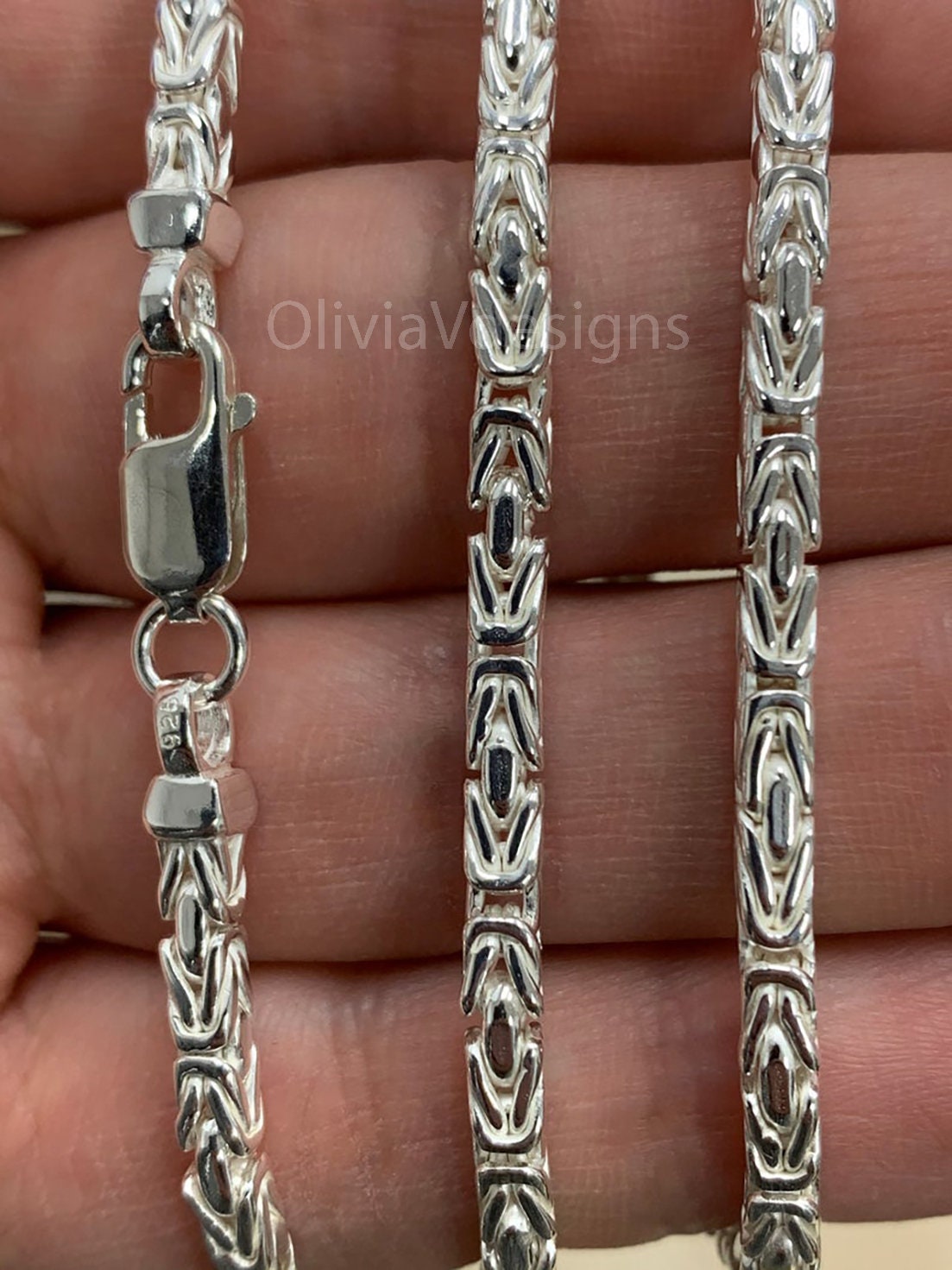 Handmade 3.5mm Solid 925 Sterling Silver Balinese BYZANTINE Borobudur Link Chain Necklace 20'' 22'' 24'' 26'' 28'' 30''