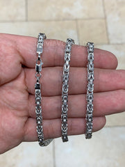 Handmade 4mm Solid 925 Sterling Silver Rhodium Balinese BYZANTINE Borobudur Chain Necklace Bracelet 8'' 9'' 20'' 22'' 24'' 30''