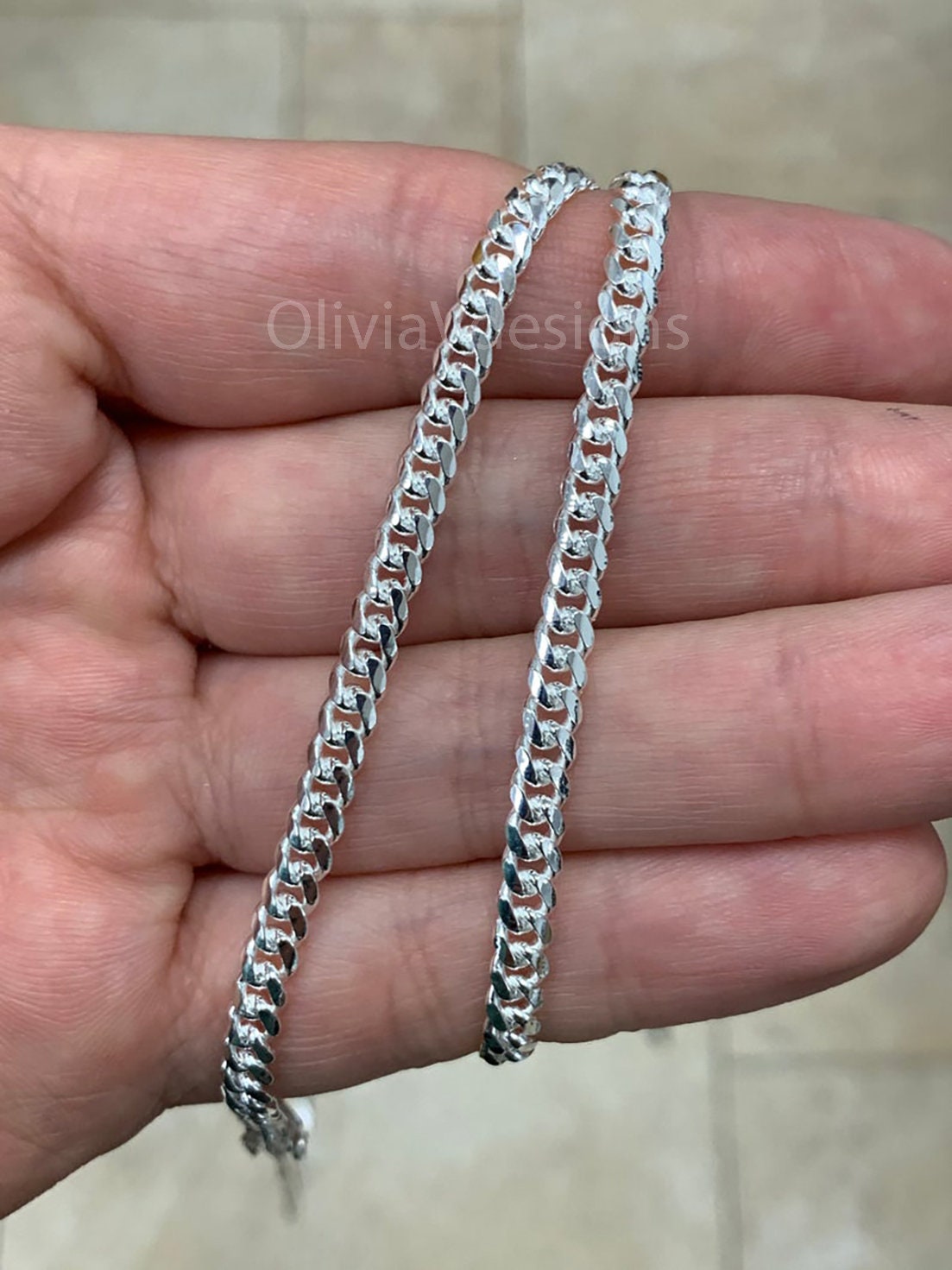 925 Solid Sterling Silver Miami Cuban 4mm Men Boyfriend Father Dad Gift -  Heavy Chain - 7'' 7.5'' 8'' 8.5'' 20'' 22'' 24'' 26'' 30''