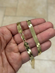 Herringbone Chain 7mm 925 Sterling Silver Necklace Over 14K Yellow Gold Vermeil  16'' 18'' 20'' 22'' 24', Italy Made, Gift, Minimalist