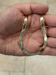 5.50mm Herringbone Chain, 925 Sterling Silver Necklace Over 14K Yellow Gold Vermeil  16'' 18'' 20'' 22'' 24', Italy Made, Plux, Gift for Her