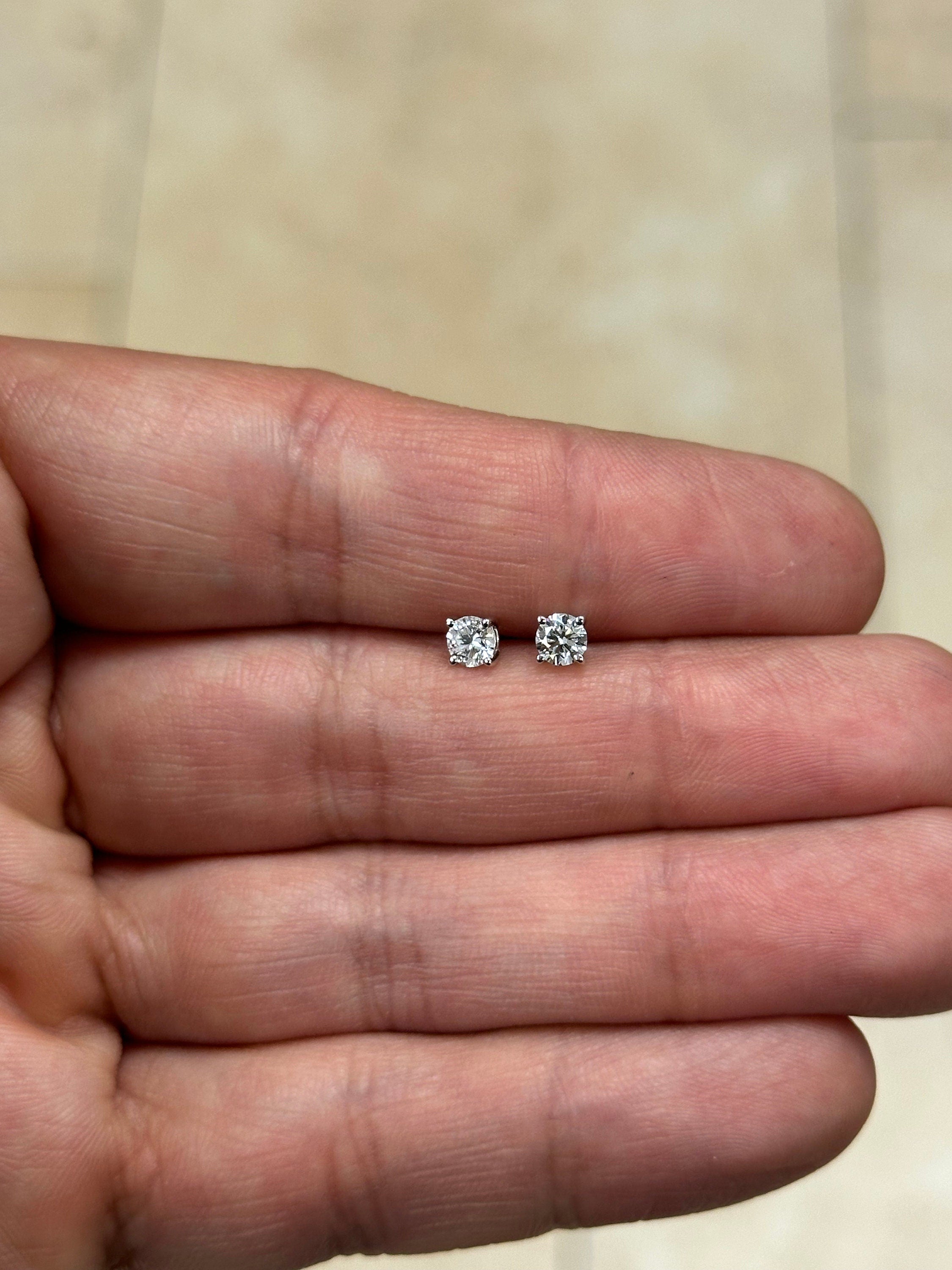 IGI Certified 14k White Gold Lab Grown Diamond Studs 0.50 Carats EF VS1, Screw Back, Diamond Studs, Round Diamond Stud Earrings Unisex