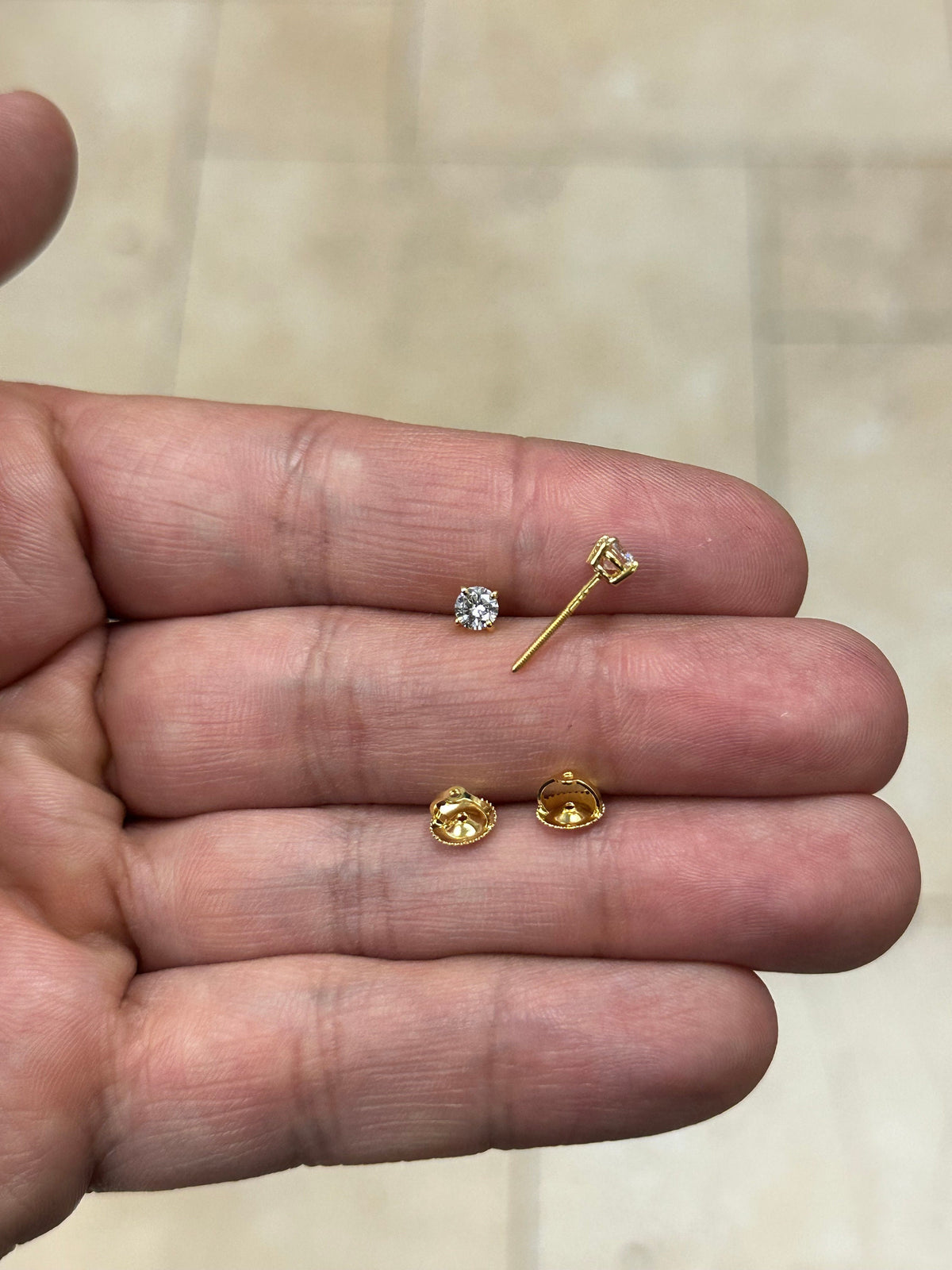 IGI Certified 14k Yellow Gold Lab Grown Diamond Studs 0.50 Carats EF VS1, Screw Back, Diamond Studs, Round Diamond Stud Earrings Unisex