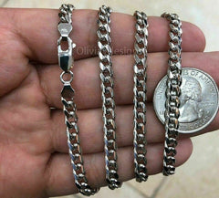 Italian 925 Solid Sterling Silver Miami Cuban Curb Link Chain Necklace 5mm 20'' 22'' 24'' 26'' 30'' Heavy -Sale Gift -  Men Boyfriend Father