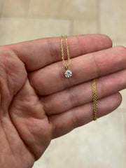 0.50 Carat Lab Grown Round Diamond Solitaire Pendant in 14K Yellow Gold, Color D/E VS1-VS2