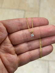 0.25 Carat  Lab Grown Round Diamond Solitaire Pendant in 14K Yellow Gold, Color D/E VS1-VS2