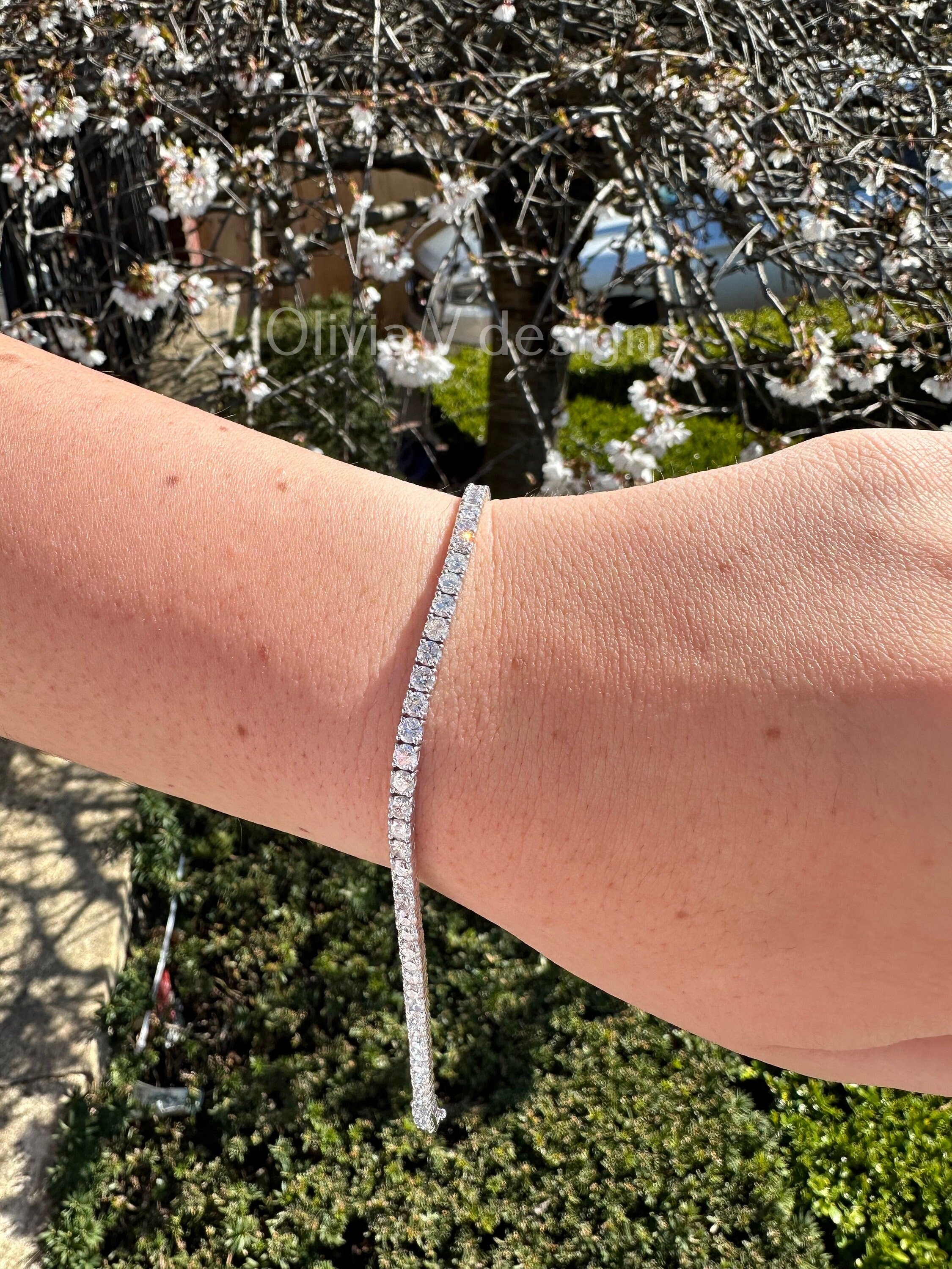 6.71 Carat Natural Diamond 14K Solid White Gold Tennis Bracelet | Classic Tennis Bracelet| G/H Color | 7'' Inch