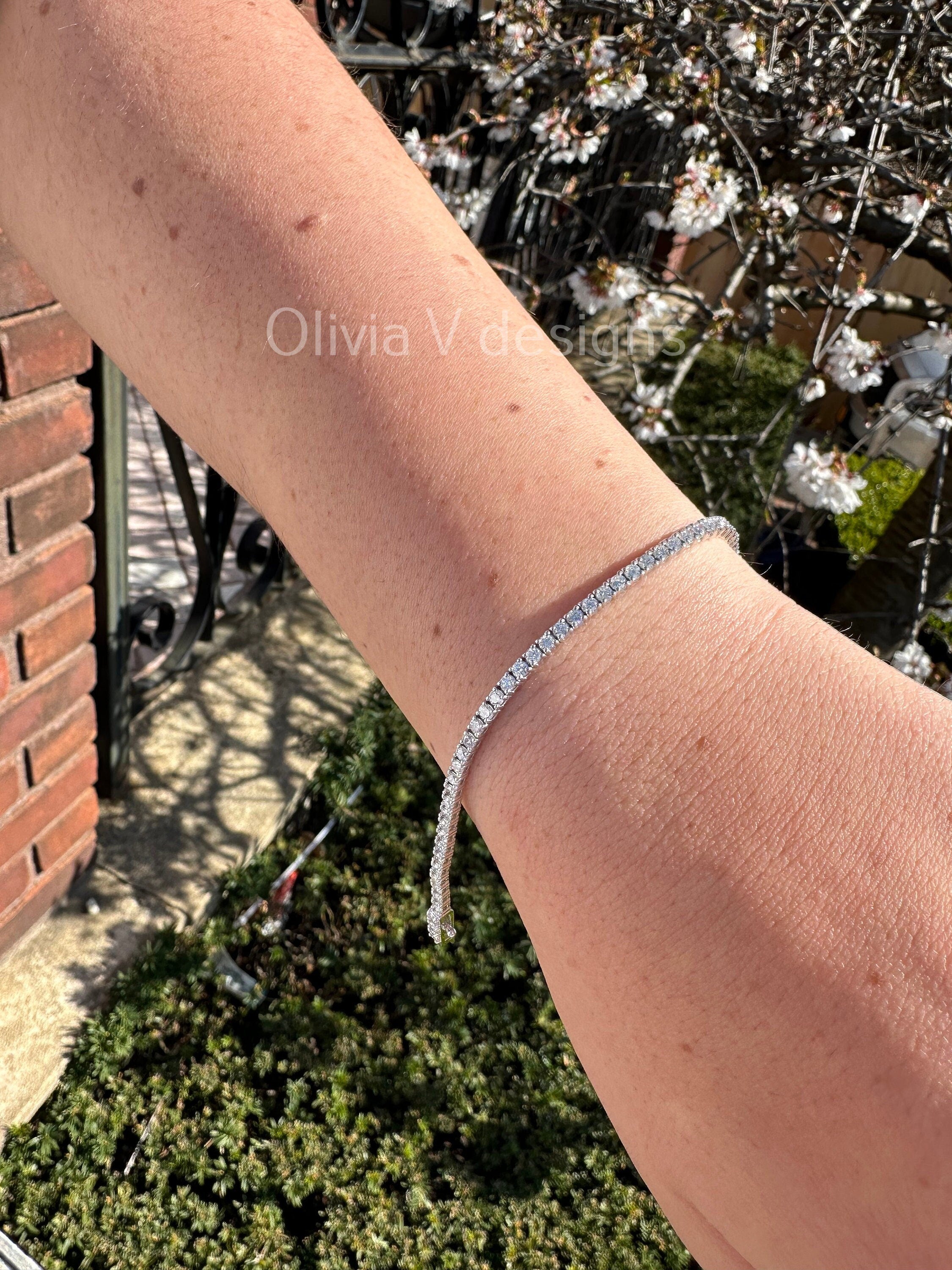 3.00 Carat Natural Diamond 14K Solid White Gold Tennis Bracelet | Classic Tennis Bracelet| F/G Color | 7'' Inch