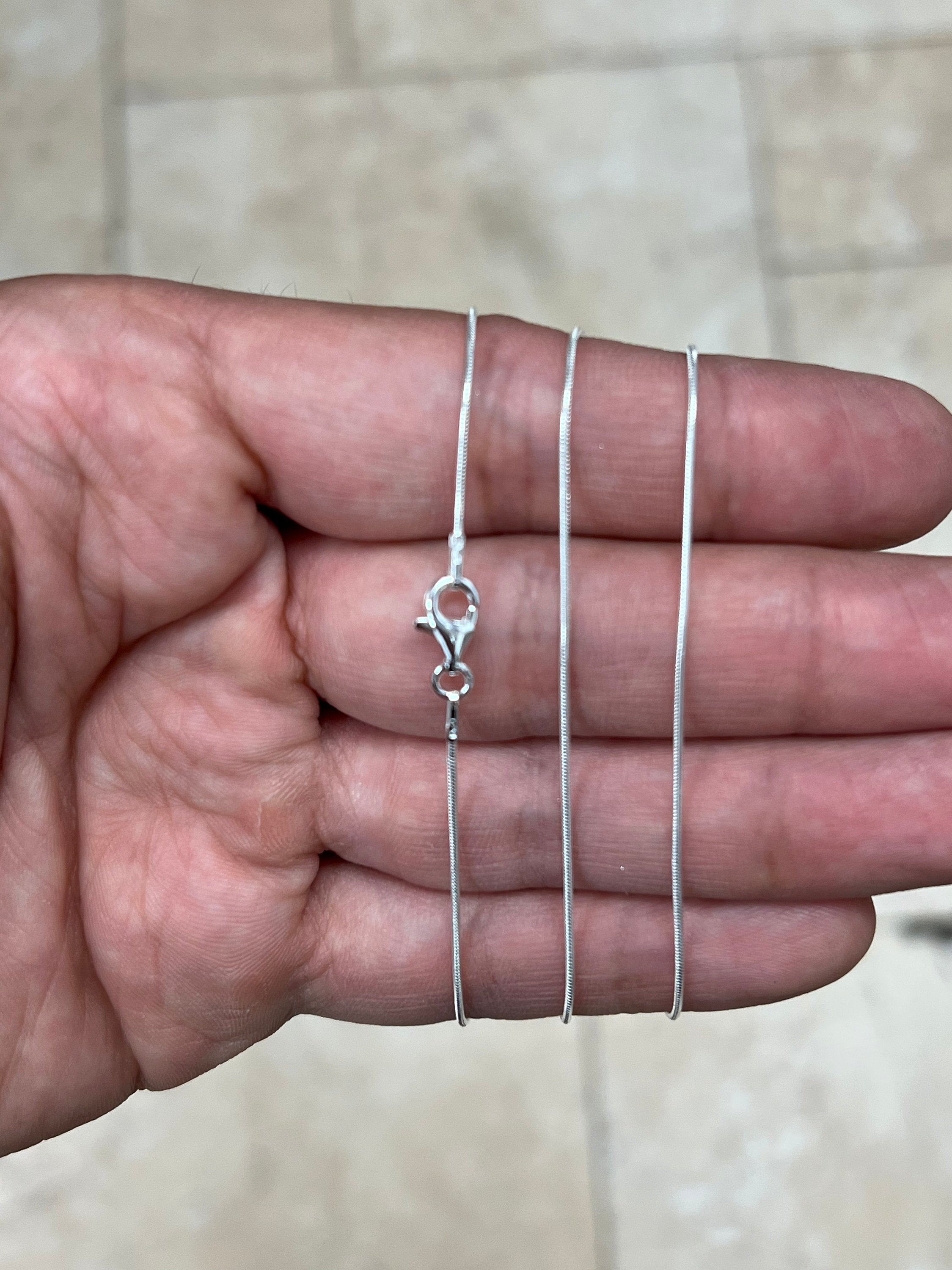 Real Solid 925 Sterling Silver Snake Chain Necklace 0.8mm In 16",18",20",22",34",30" - Genuine 925 Silver - Round Snake