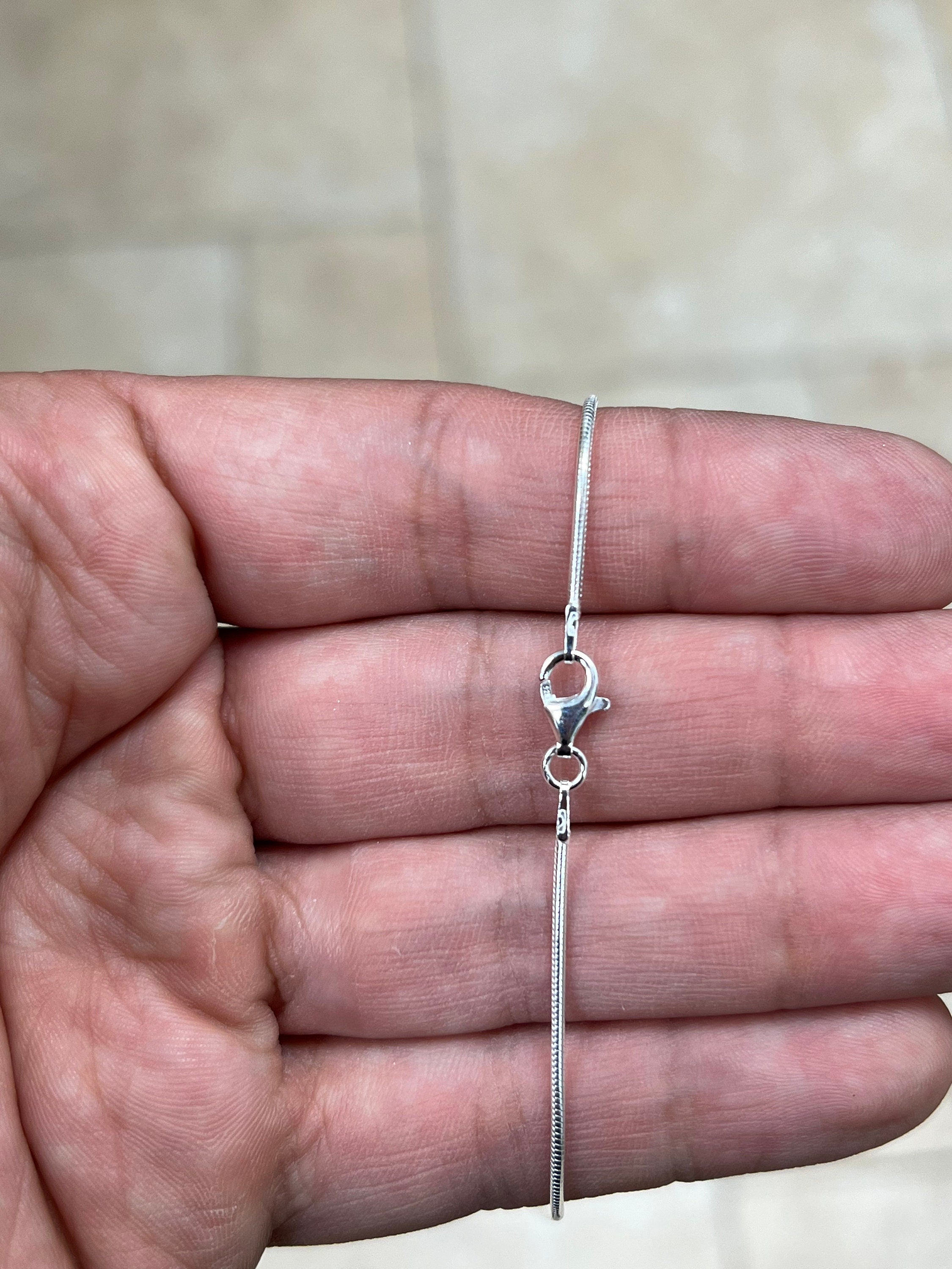 Real Solid 925 Sterling Silver Snake Chain Necklace 1.2mm In 16",18",20",22",34",30" - Genuine 925 Silver - Round Snake