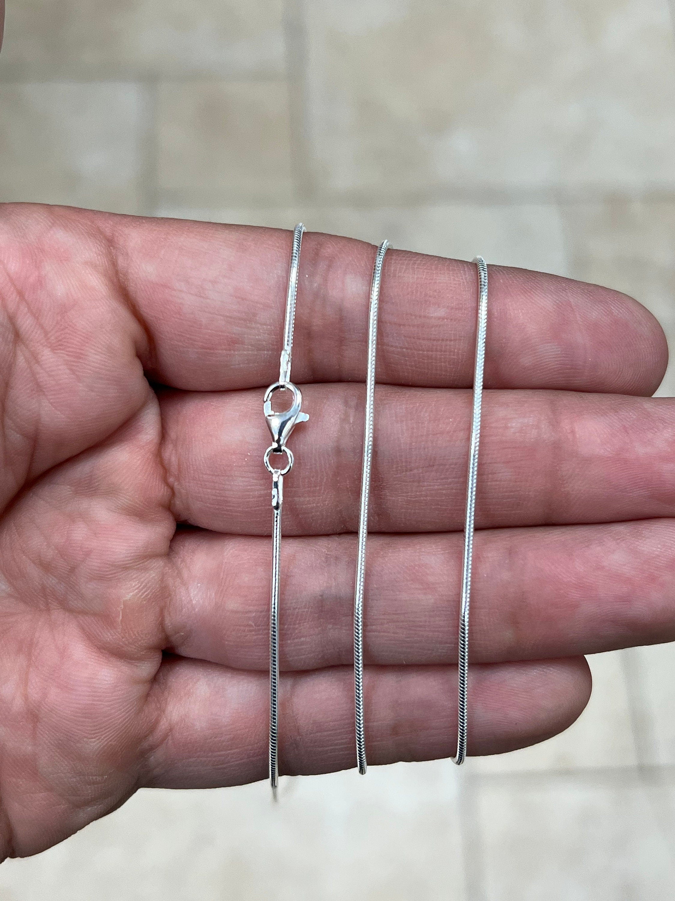 Real Solid 925 Sterling Silver Snake Chain Necklace 1.2mm In 16",18",20",22",34",30" - Genuine 925 Silver - Round Snake