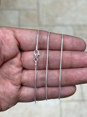 Real Solid 925 Sterling Silver Snake Chain Necklace 1.2mm In 16",18",20",22",34",30" - Genuine 925 Silver - Round Snake