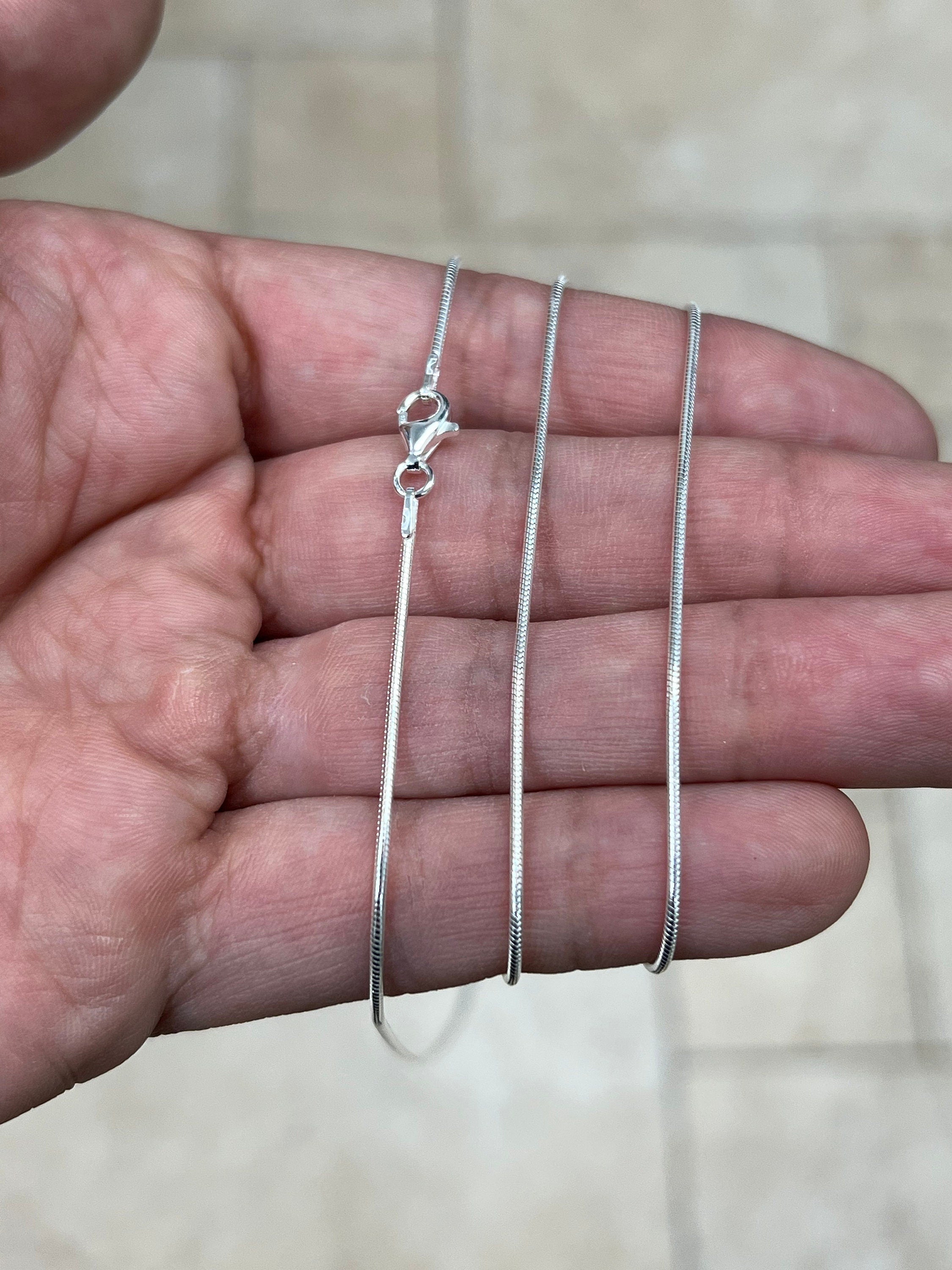 Real Solid 925 Sterling Silver Snake Chain Necklace 1.2mm In 16",18",20",22",34",30" - Genuine 925 Silver - Round Snake