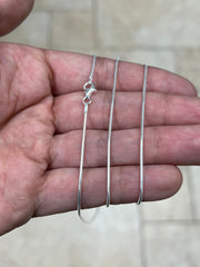 Real Solid 925 Sterling Silver Snake Chain Necklace 1.2mm In 16",18",20",22",34",30" - Genuine 925 Silver - Round Snake