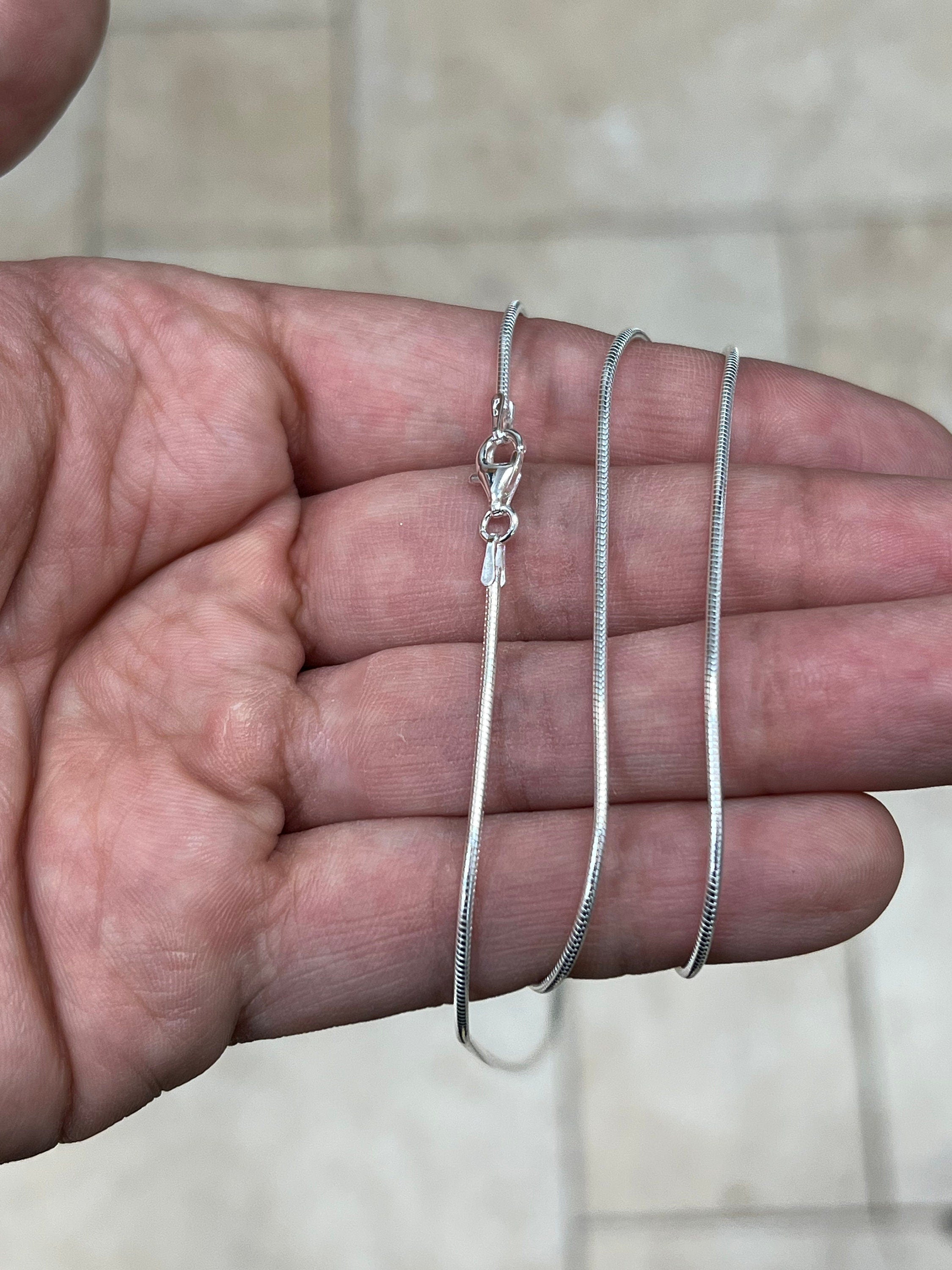 Real Solid 925 Sterling Silver Snake Chain Necklace 1.4mm In 16",18",20",22",34",30" - Genuine 925 Silver - Round Snake
