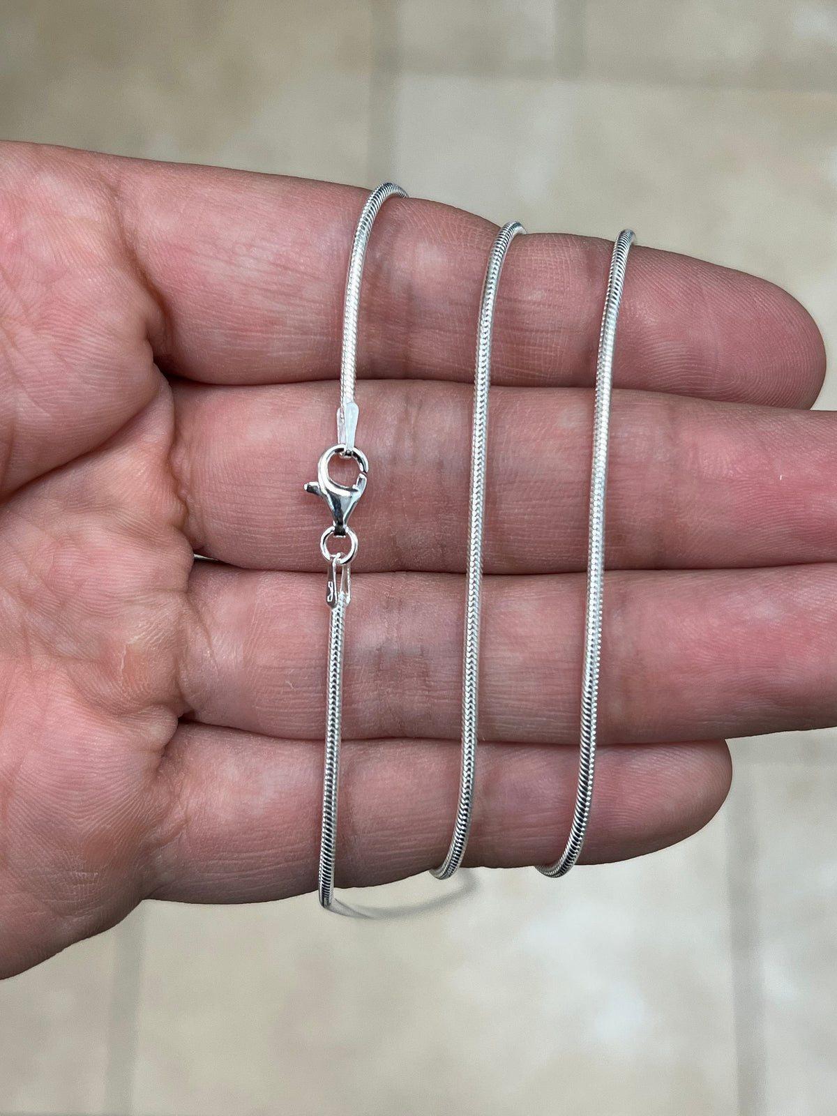Real Solid 925 Sterling Silver Snake Chain Necklace 1.6mm In 16",18",20",22",34",30" - Genuine 925 Silver - Round Snake