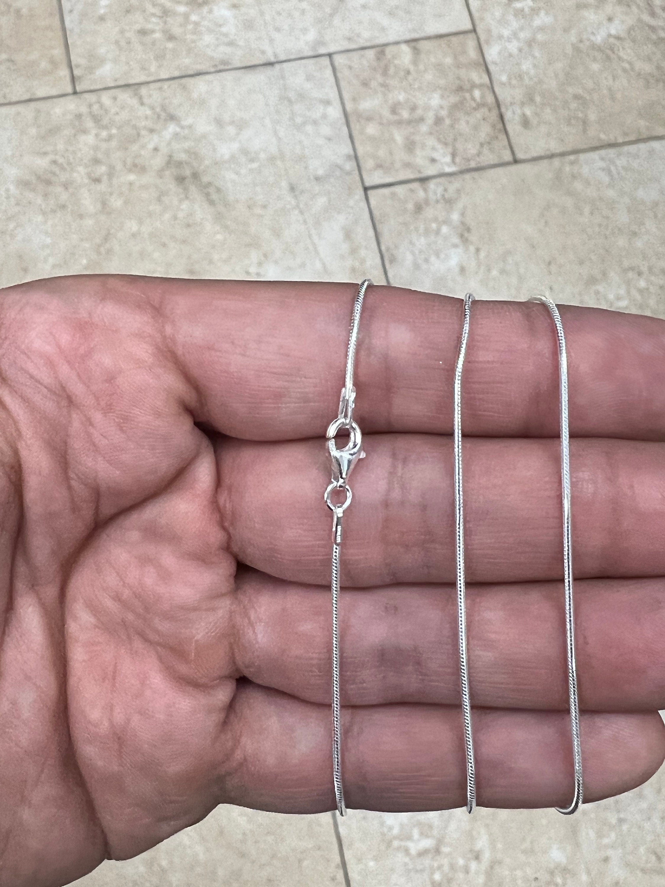 Real Solid 925 Sterling Silver Snake Chain Necklace 1mm In 16",18",20",22",34",30" - Genuine 925 Silver - Round Snake