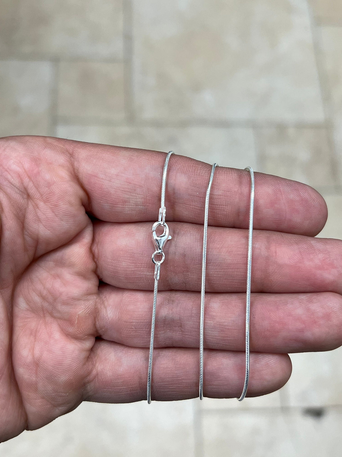 Real Solid 925 Sterling Silver Snake Chain Necklace 1mm In 16",18",20",22",34",30" - Genuine 925 Silver - Round Snake