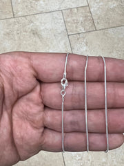 Real Solid 925 Sterling Silver Snake Chain Necklace 1mm In 16",18",20",22",34",30" - Genuine 925 Silver - Round Snake