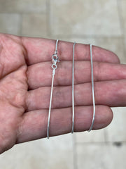 Real Solid 925 Sterling Silver Snake Chain Necklace 1mm In 16",18",20",22",34",30" - Genuine 925 Silver - Round Snake