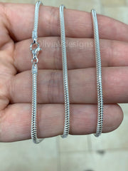 Real Solid 925 sterling silver Snake Chain necklaces 2.5mm 16",18",20",22",34",30" - Genuine 925 Silver - Round Snake