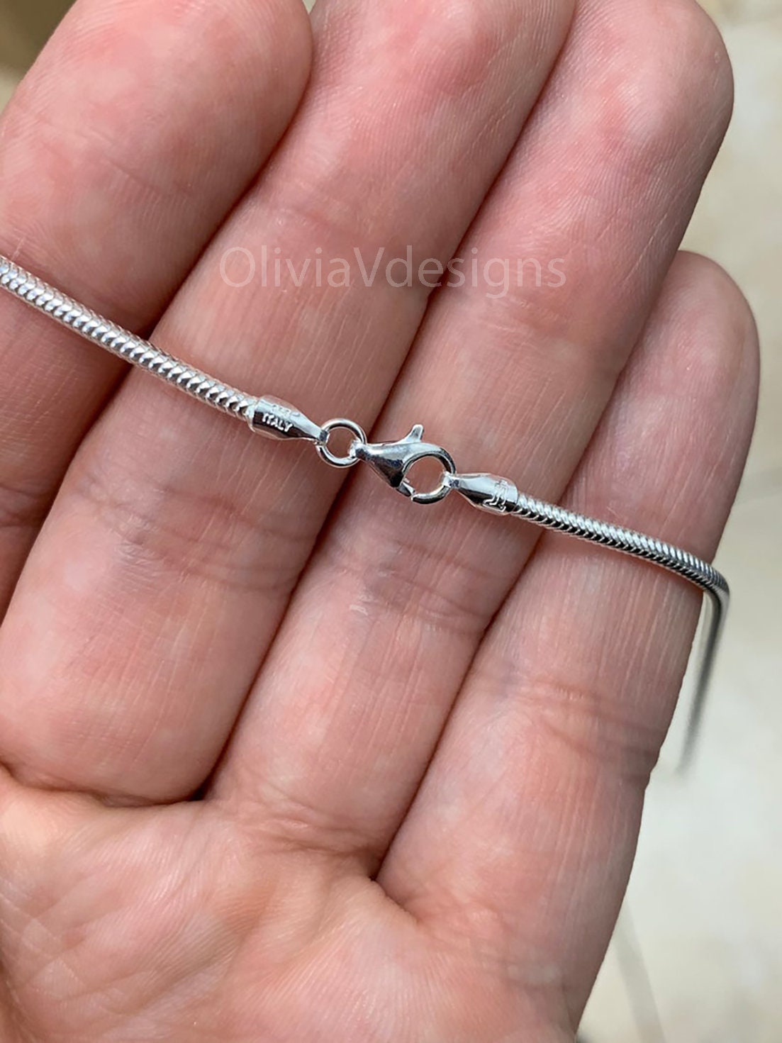Real Solid 925 sterling silver Snake Chain necklaces 2mm 16",18",20",22",34",30" - Genuine 925 Silver - Round Snake