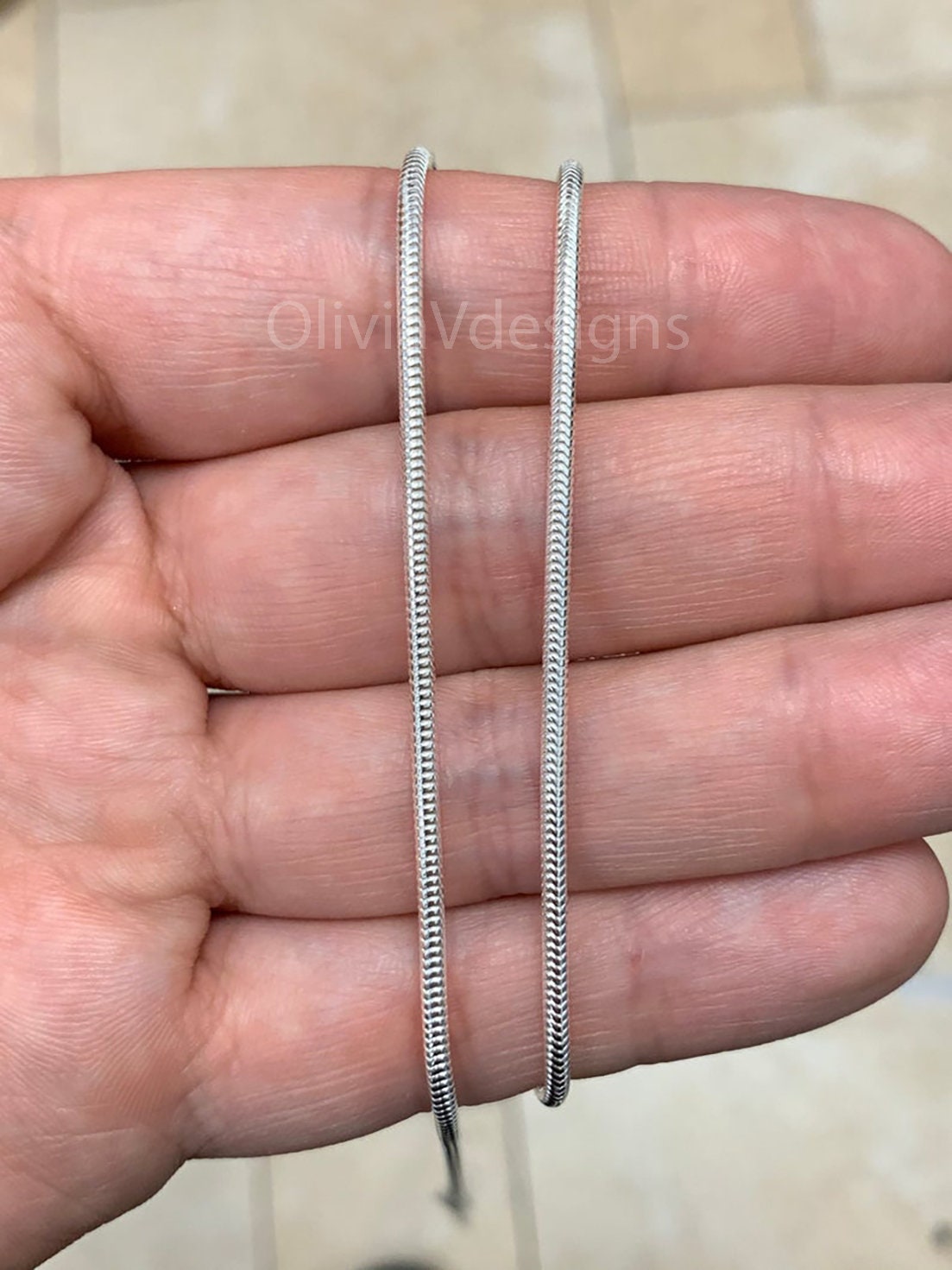 Real Solid 925 sterling silver Snake Chain necklaces 2mm 16",18",20",22",34",30" - Genuine 925 Silver - Round Snake