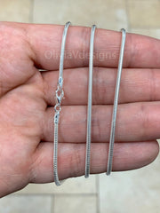 Real Solid 925 sterling silver Snake Chain necklaces 2mm 16",18",20",22",34",30" - Genuine 925 Silver - Round Snake