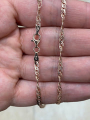14k Rose Gold Over 925 Sterling Silver 3mm Twisted Nona Chain, Sterling Chain, 925