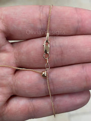 14K Rose Gold Over 925 Sterling Silver Curb Cuban Adjustable 1mm Chain, Rose Gold, 925 Sterling Silver