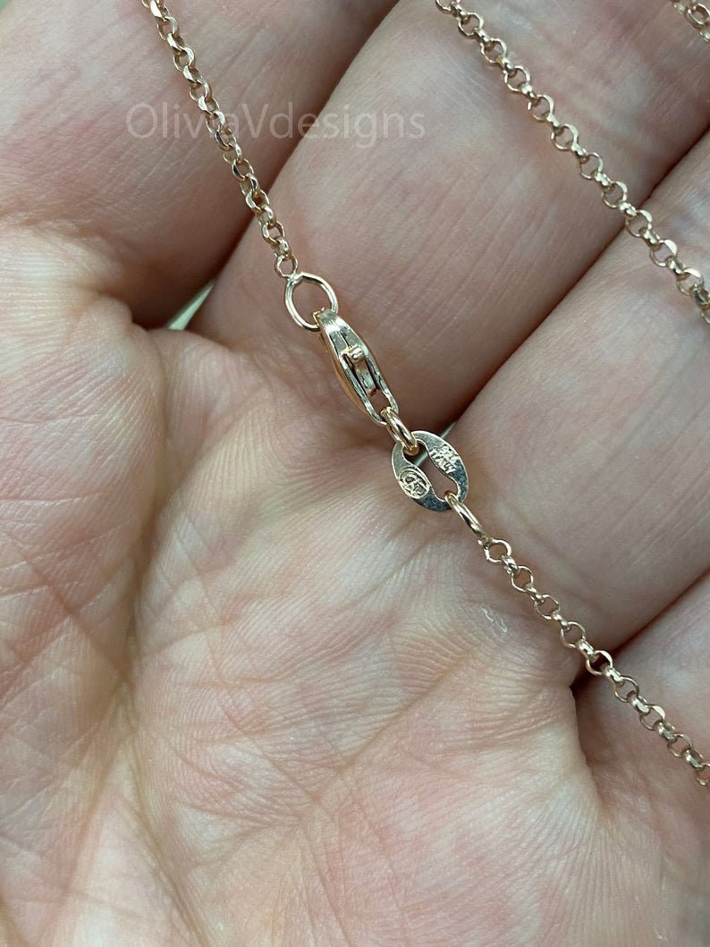 14K Rose Gold Over Sterling Silver Rolo Chain, Sterling Belcher Chain, 925 Silver Rolo Chain Necklace 1.5mm, Made In Italy - 925 Sterling