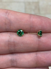 Round 14k Gold Birthstone Stud Emerald  Earrings 6mm, CZ Earrings,Bridesmaid Gift, Dainty Cubic Zirconia Jewelry
