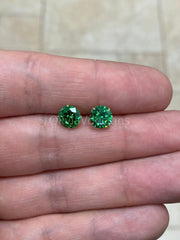 Round 14k Gold Birthstone Stud Emerald  Earrings 7mm, CZ Earrings,Bridesmaid Gift, Dainty Cubic Zirconia Jewelry