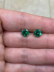 Round 14k Gold Birthstone Stud Emerald  Earrings 8mm, CZ Earrings,Bridesmaid Gift, Dainty Cubic Zirconia Jewelry