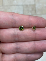 Round 14k Gold Birthstone Stud Peridot Earrings 6mm, CZ Earrings,Bridesmaid Gift, Dainty Cubic Zirconia Jewelry