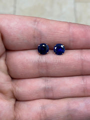 Round 14k Gold Birthstone Stud Sapphire  Earrings 7mm, CZ Earrings,Bridesmaid Gift, Dainty Cubic Zirconia Jewelry