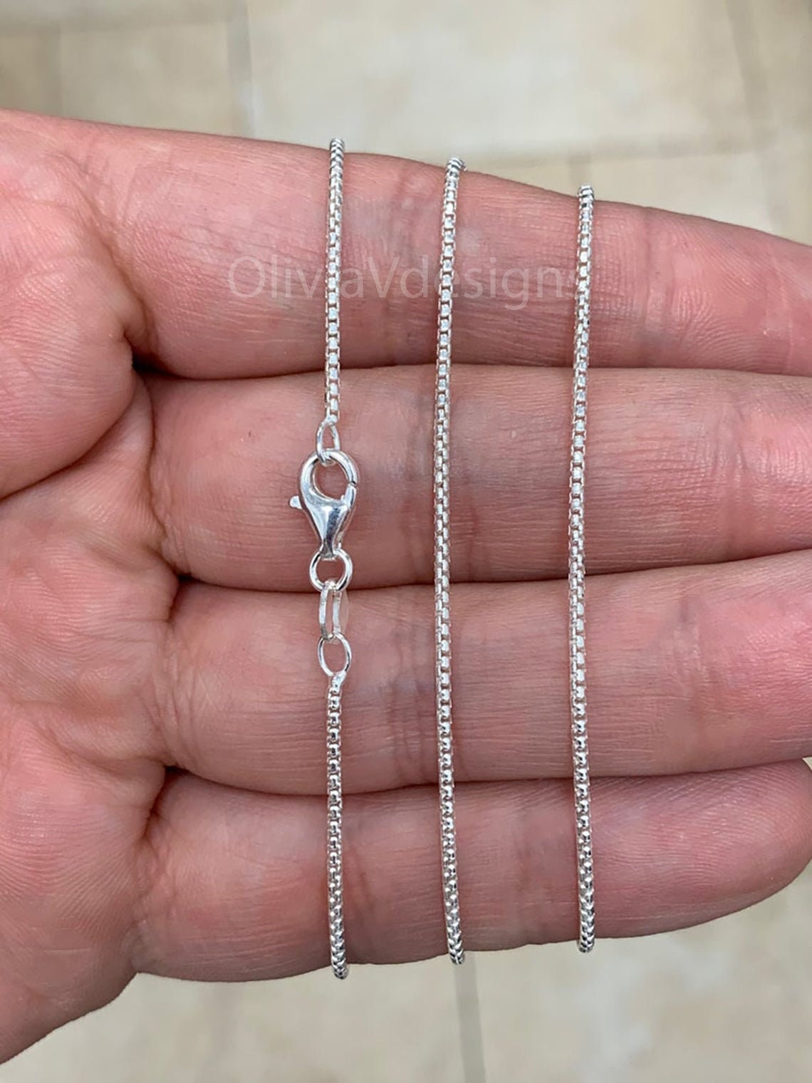 Round Box Chain, 1.3mm Round Box Chain, Sterling Silver Chain, .925 Sterling Silver, Mens or Womens Chain, Unisex, Made in Italy