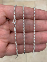 Round Box Chain, 2.2mm Round Box Chain, Sterling Silver Chain, 925 Sterling Silver, Mens or Womens Chain, Unisex, Made in Italy