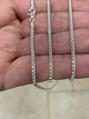 Round Box Chain, 2.2mm Round Box Chain, Sterling Silver Chain, 925 Sterling Silver, Mens or Womens Chain, Unisex, Made in Italy