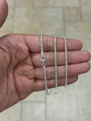 Round Box Chain, 2.6mm Round Box Chain, Sterling Silver Chain, 925 Sterling Silver, Mens or Womens Chain, Unisex, Made in Italy