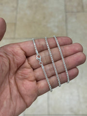 Round Box Chain, 2.6mm Round Box Chain, Sterling Silver Chain, 925 Sterling Silver, Mens or Womens Chain, Unisex, Made in Italy