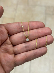 0.30 Carat Round Cut Real (Natural) Round Diamond Solitaire Pendant Necklace In 14K Yellow Gold, G-H